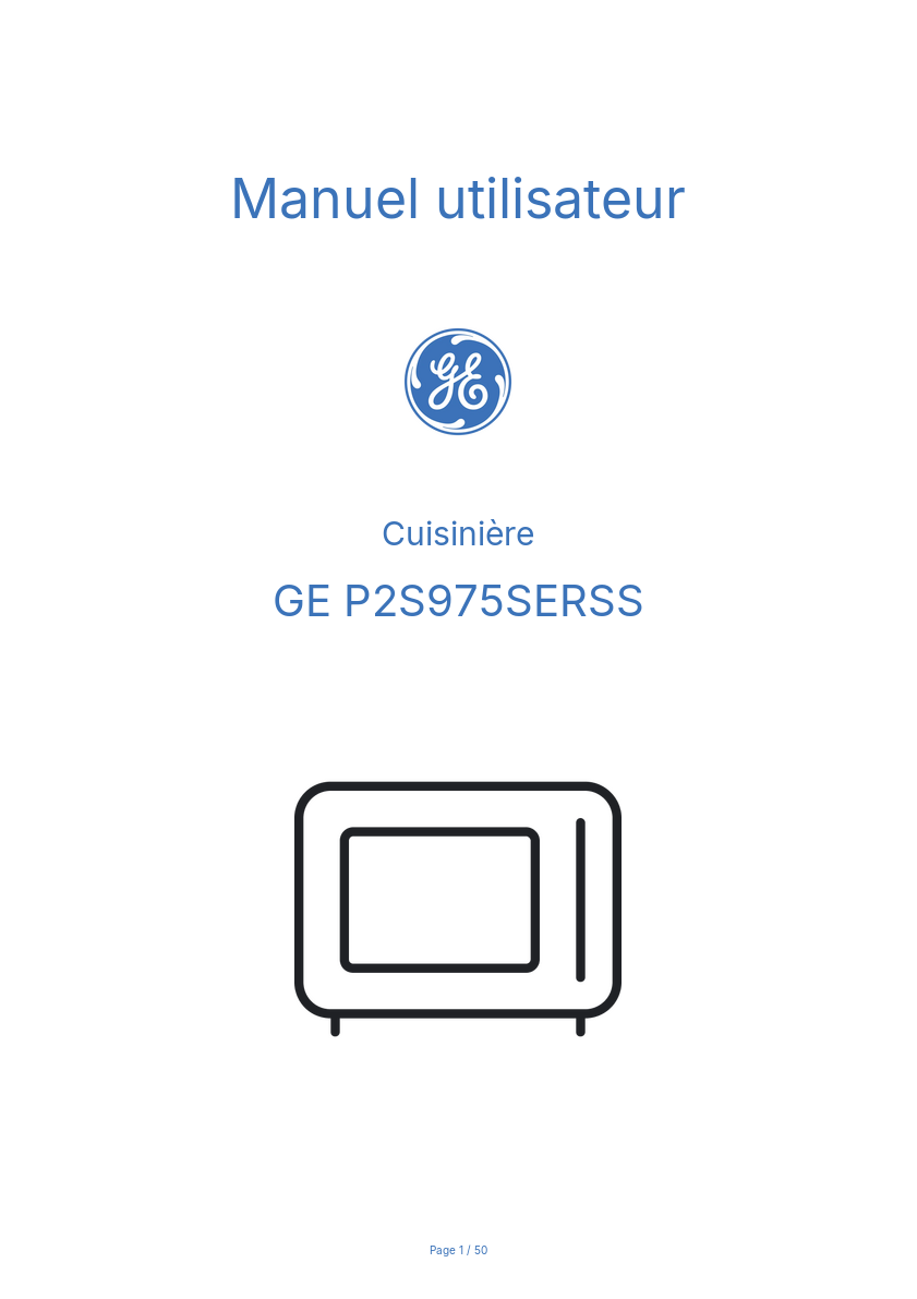 Page 1 de la notice Manuel utilisateur GE P2S975SERSS