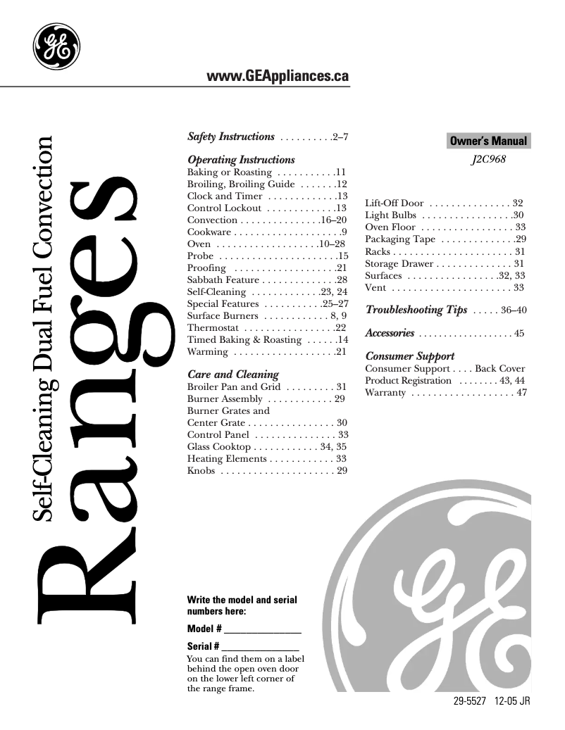 Página 1 del manual Manual de usuario GE J2C968WEKWW