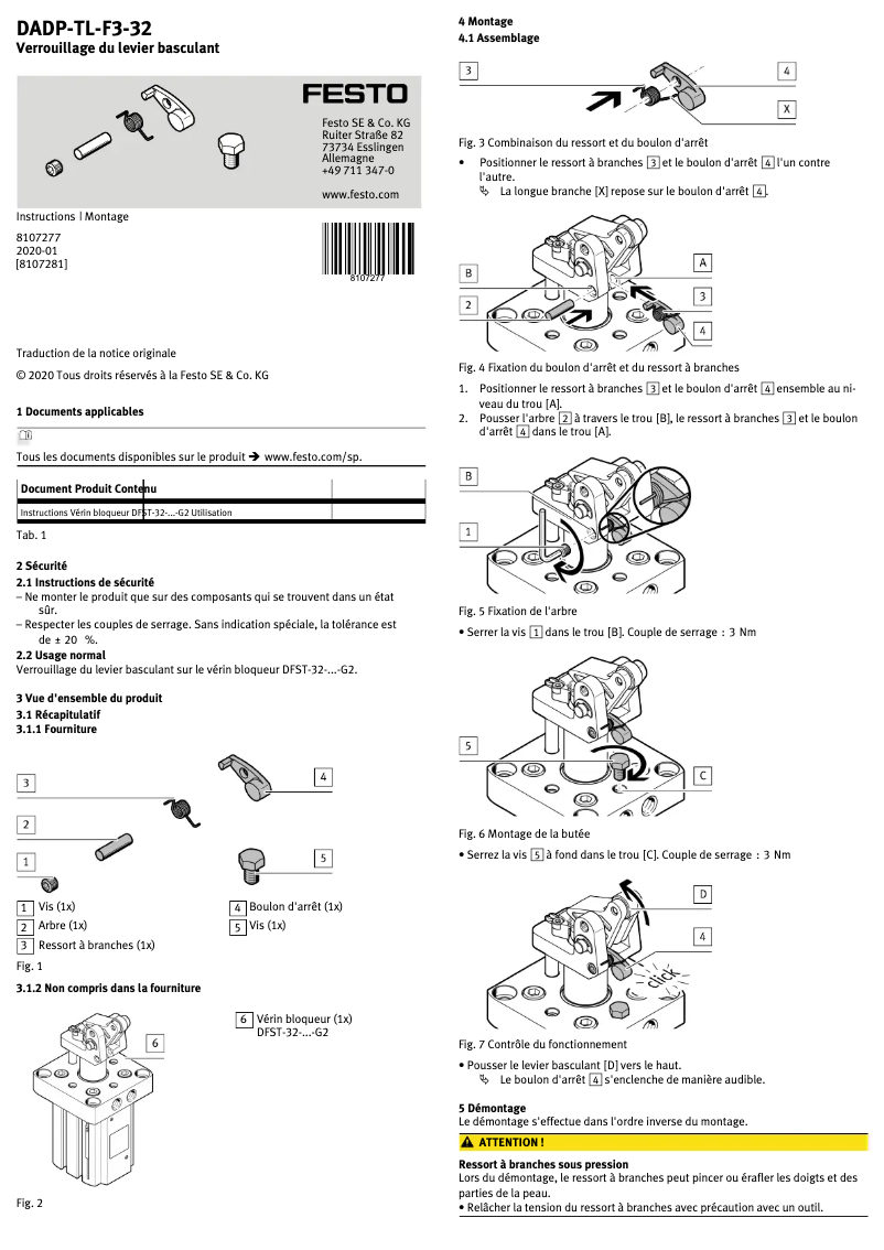 Page 1 de la notice Manuel utilisateur Festo DADP-TL-F3-32