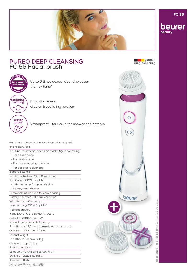 Page 1 de la notice Fiche technique Beurer FC 95