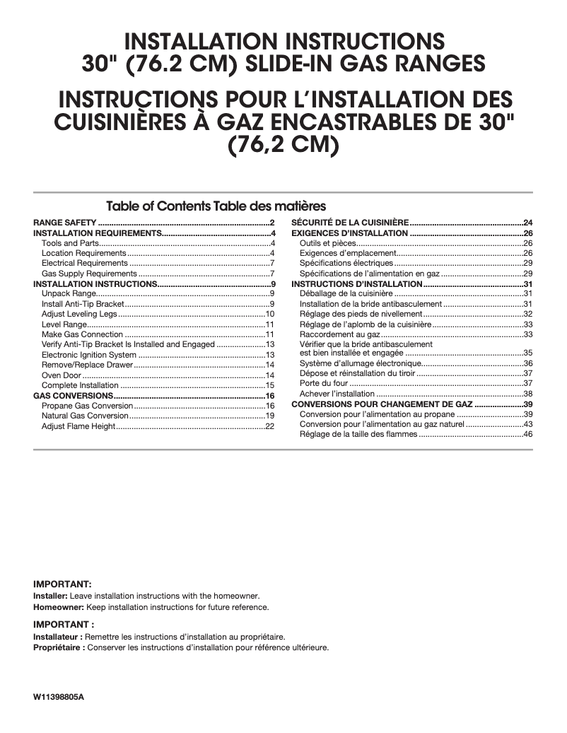 Page 1 of the manual Installation Guide KitchenAid KSGG700EBS