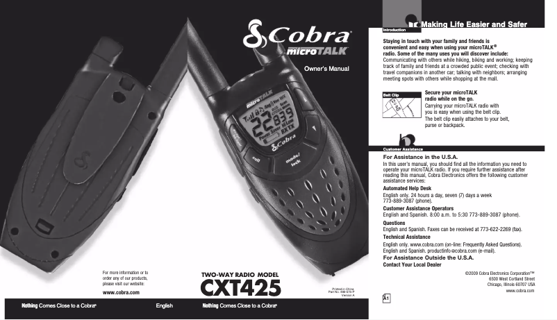 Página 1 del manual Manual de usuario Cobra CXT425