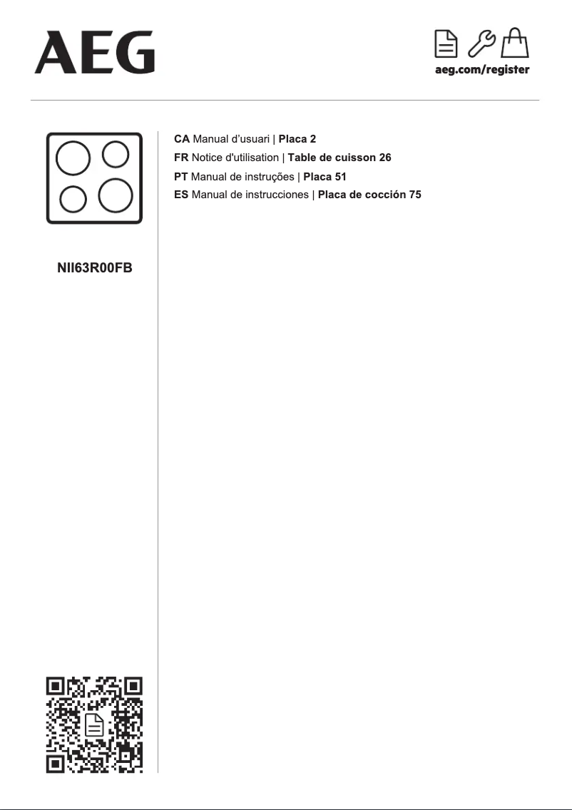 Page 1 de la notice Manuel utilisateur AEG NII63R00FB