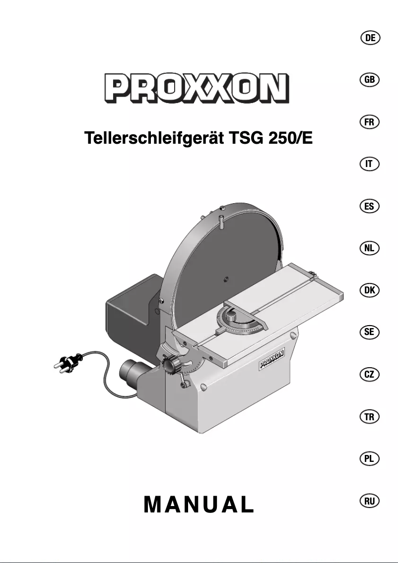 Page 1 de la notice Manuel utilisateur Proxxon TSG 250/E