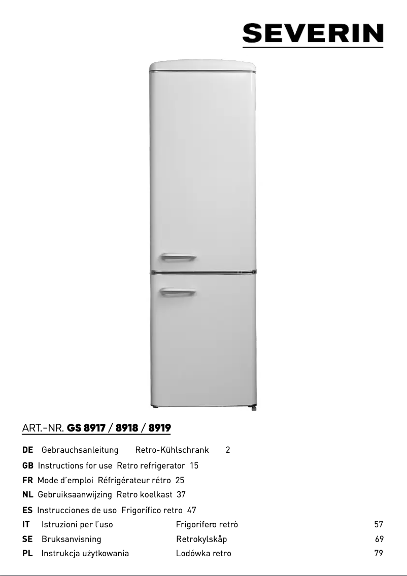 Page 1 de la notice Manuel utilisateur Severin RKG 8917
