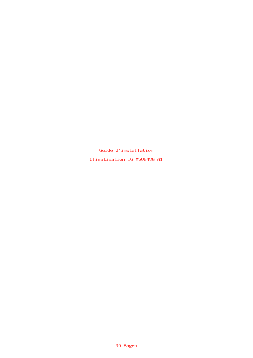 Page 1 de la notice Guide d'installation LG A5UW48GFA1