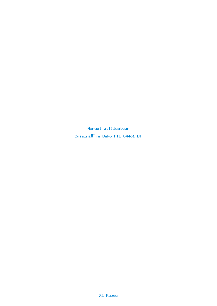 Page 1 de la notice Manuel utilisateur Beko HII 64401 DT