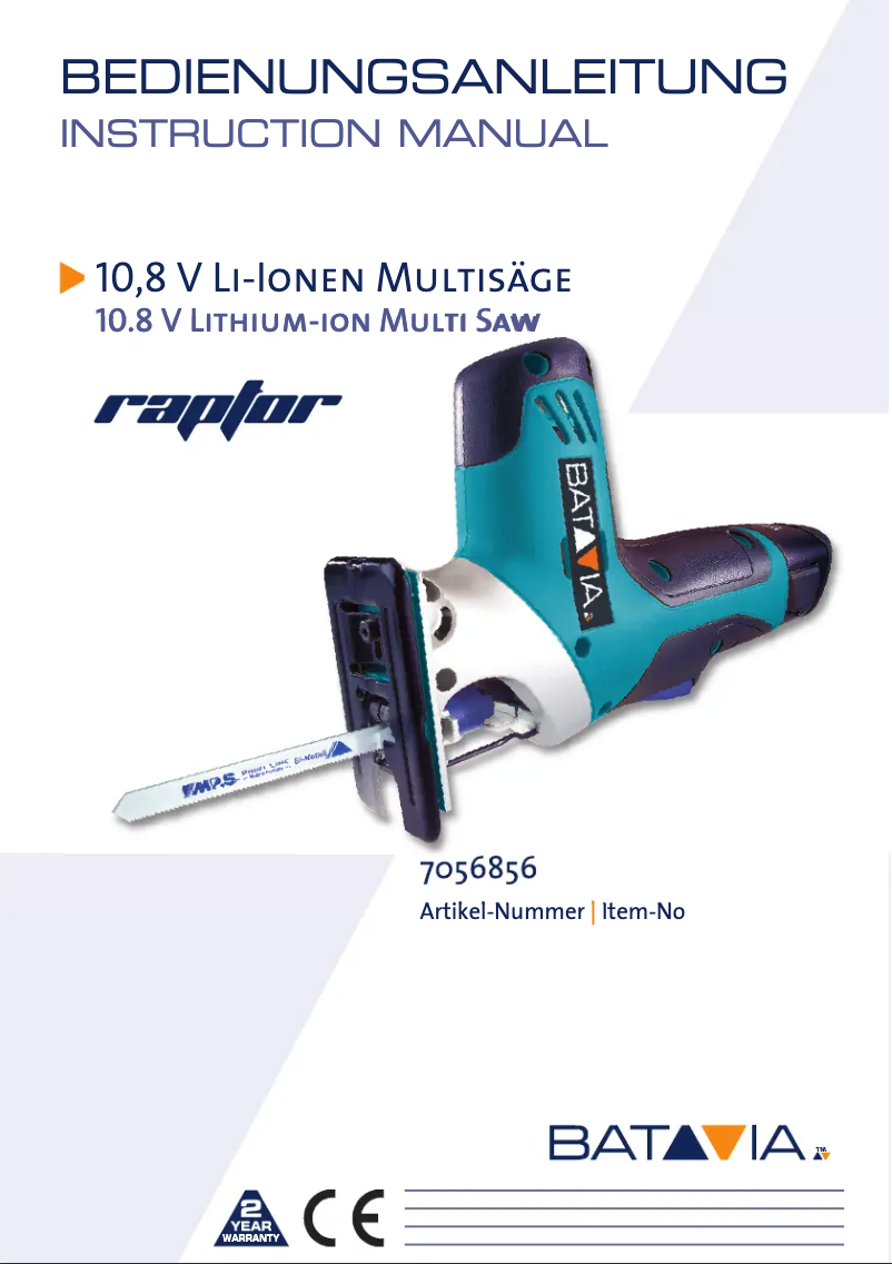 Page 1 de la notice Manuel utilisateur Batavia Raptor