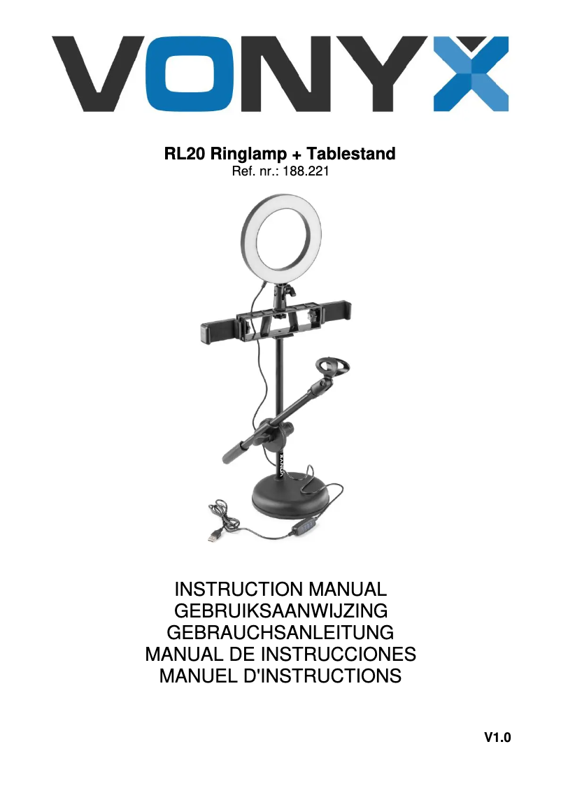 Page 1 de la notice Manuel utilisateur Vonyx RL20