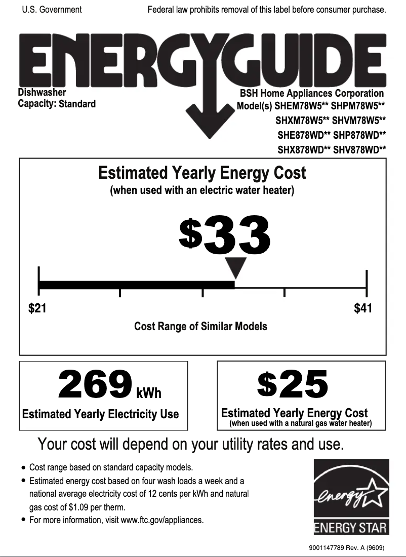 Page 1 of the manual Energy Label Bosch SHEM78W5