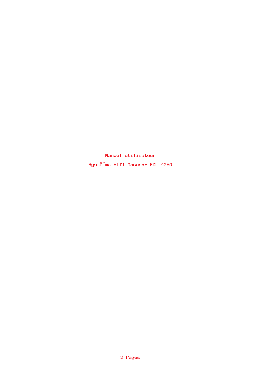 Page 1 de la notice Manuel utilisateur Monacor EDL-42HQ