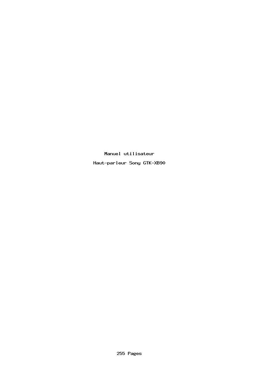 Page 1 de la notice Manuel utilisateur Sony GTK-XB90
