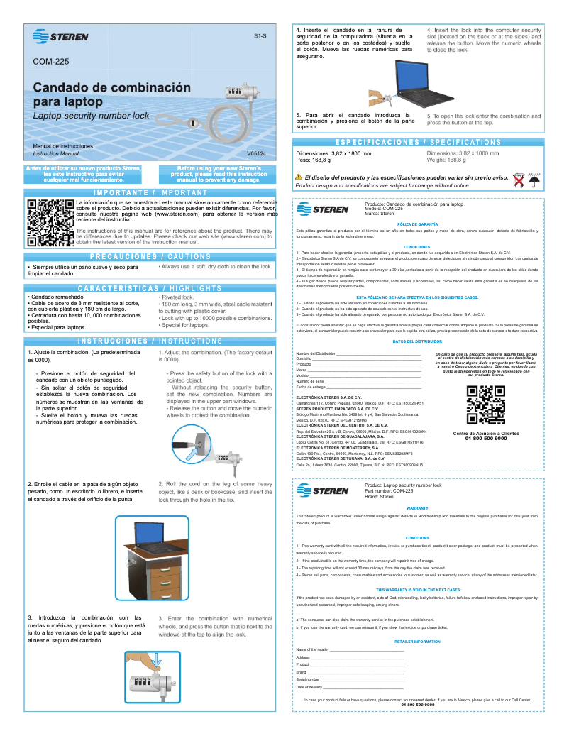 Page 1 de la notice Manuel utilisateur Steren COM-225