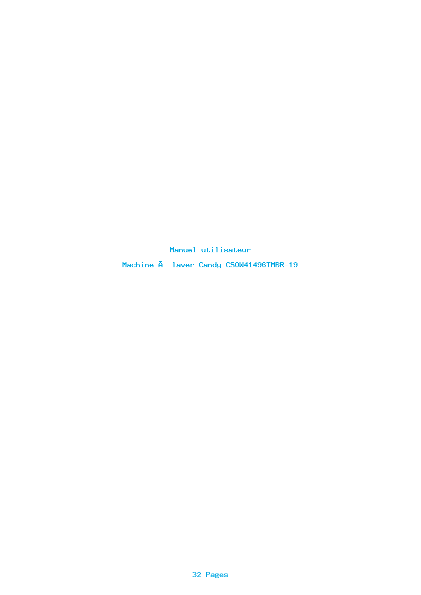 Page 1 de la notice Manuel utilisateur Candy CSOW41496TMBR-19