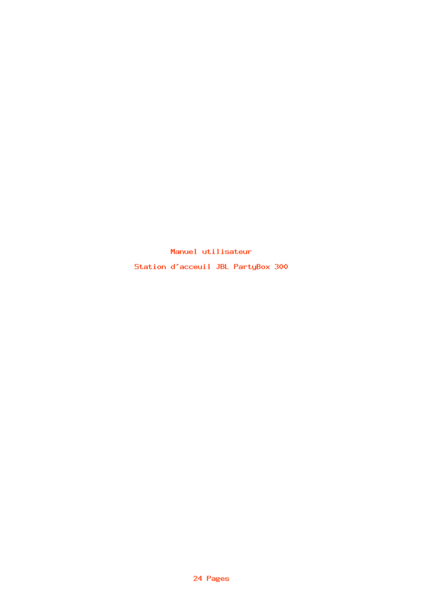 Page 1 de la notice Manuel utilisateur JBL PartyBox 300