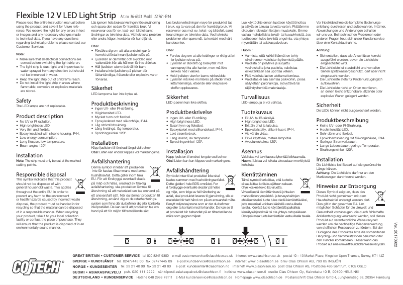 Page 1 of the manual User Manual Cotech LS1761-IP44