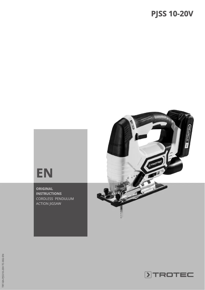 Page 1 de la notice Manuel utilisateur Trotec PJSS 10-20V
