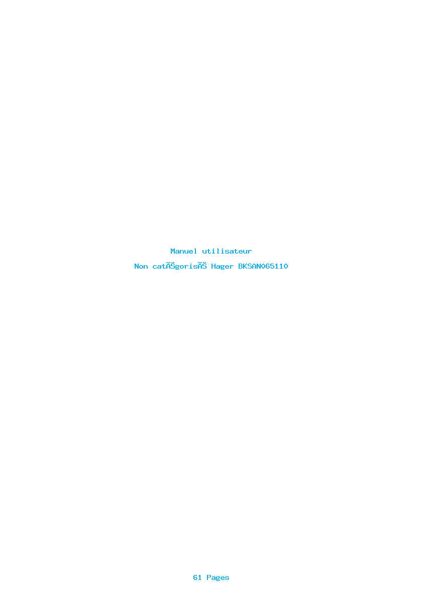 Page 1 de la notice Manuel utilisateur Hager BKSAN065110