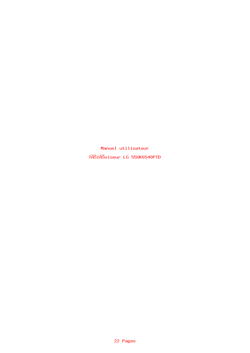 Page 1 de la notice Manuel utilisateur LG 55UK6540PTD