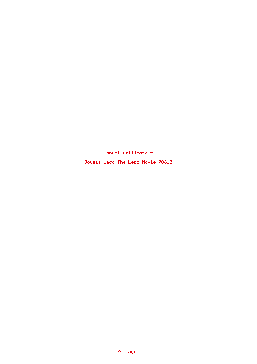 Page 1 de la notice Manuel utilisateur Lego The Lego Movie 70815