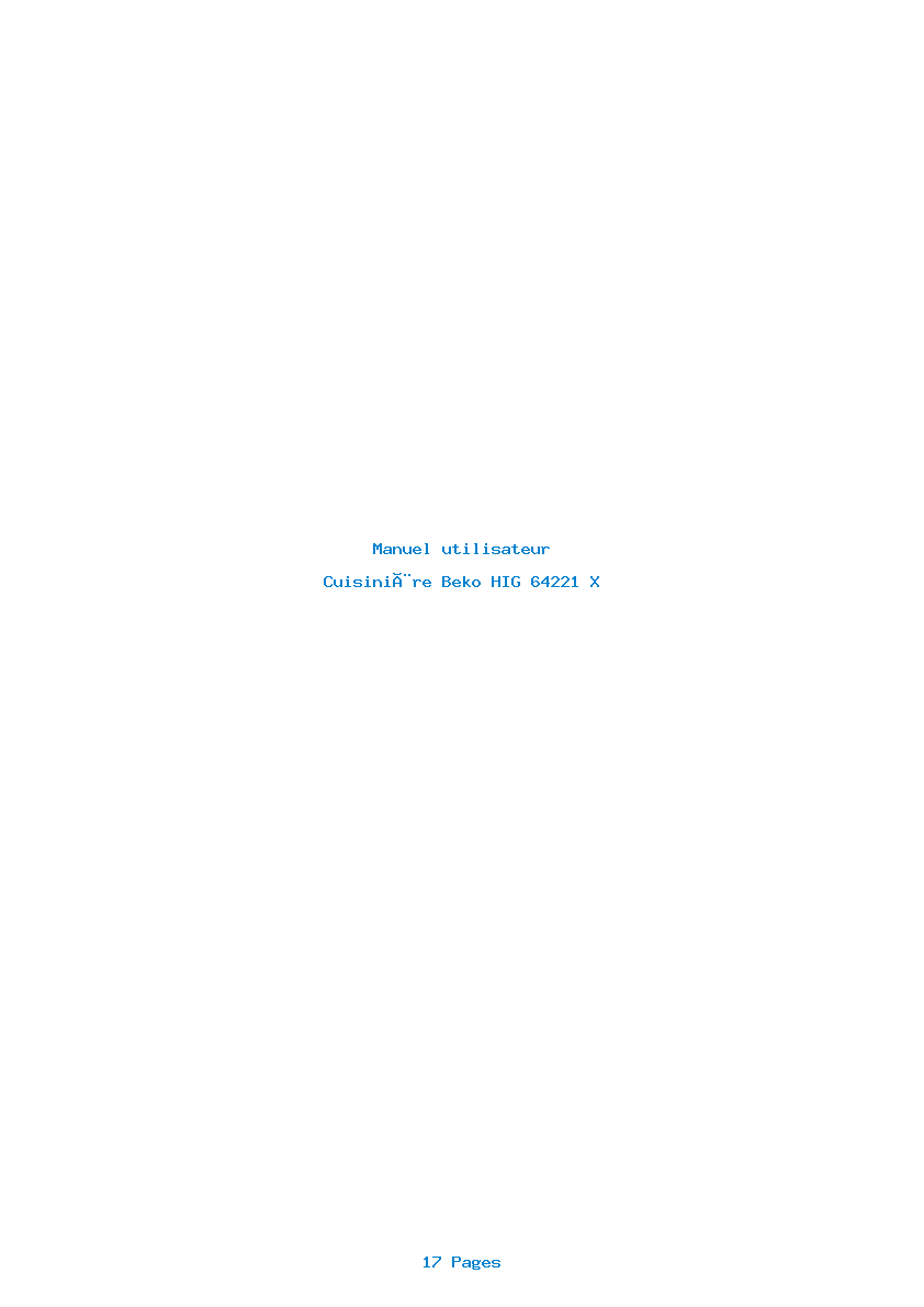 Page 1 de la notice Manuel utilisateur Beko HIG 64221 X