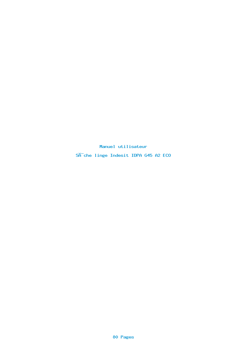 Page 1 de la notice Manuel utilisateur Indesit IDPA G45 A2 ECO