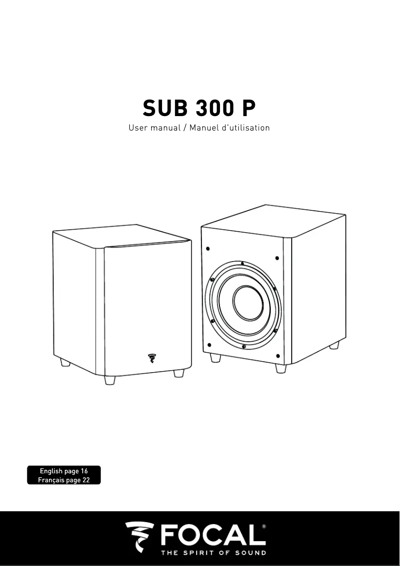Page 1 de la notice Manuel utilisateur Focal SUB 300 P