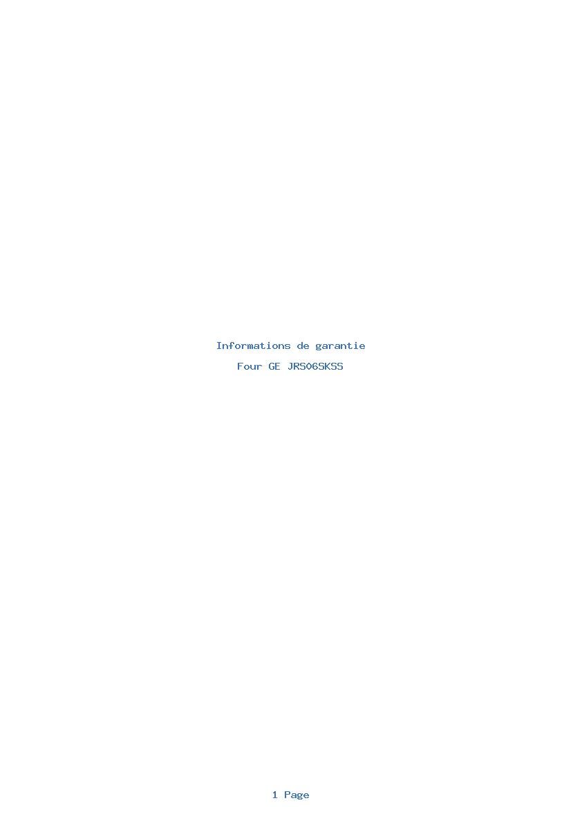Page 1 de la notice Informations de garantie GE JRS06SKSS