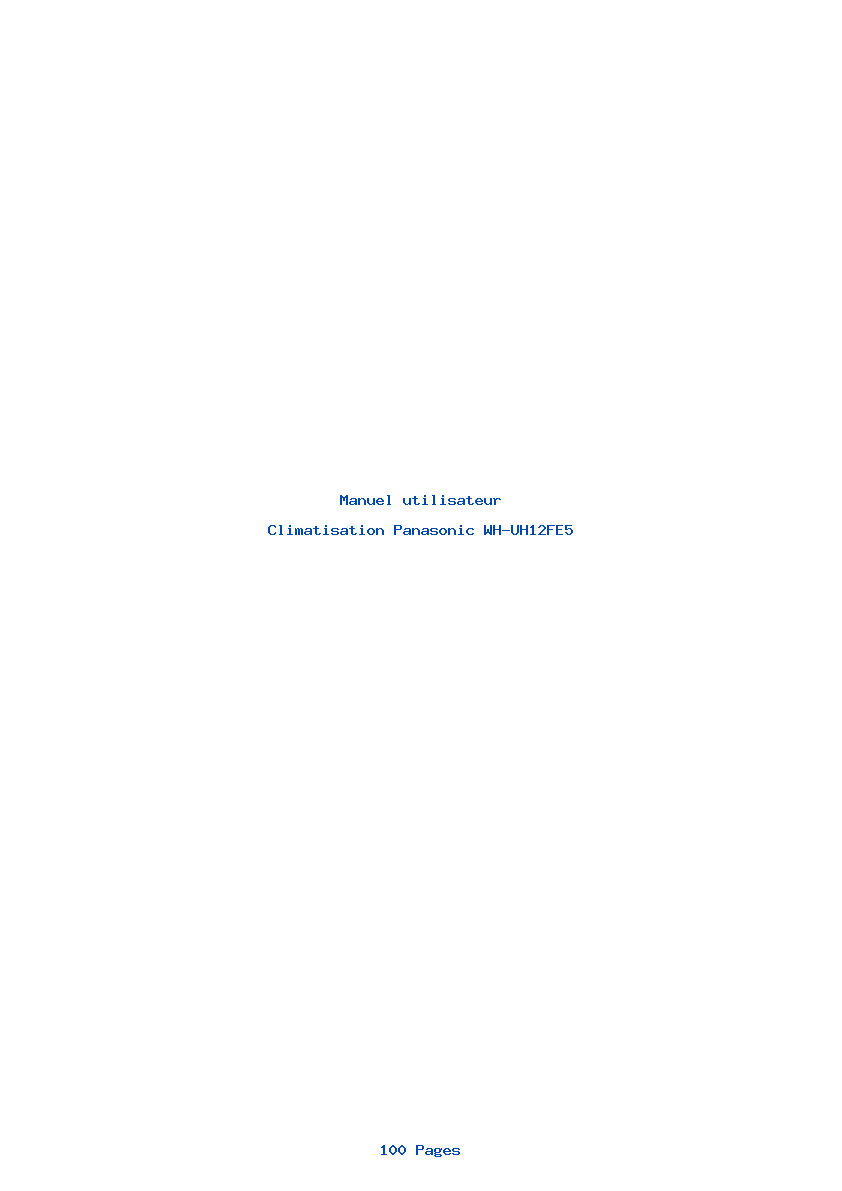 Page 1 de la notice Manuel utilisateur Panasonic WH-UH12FE5