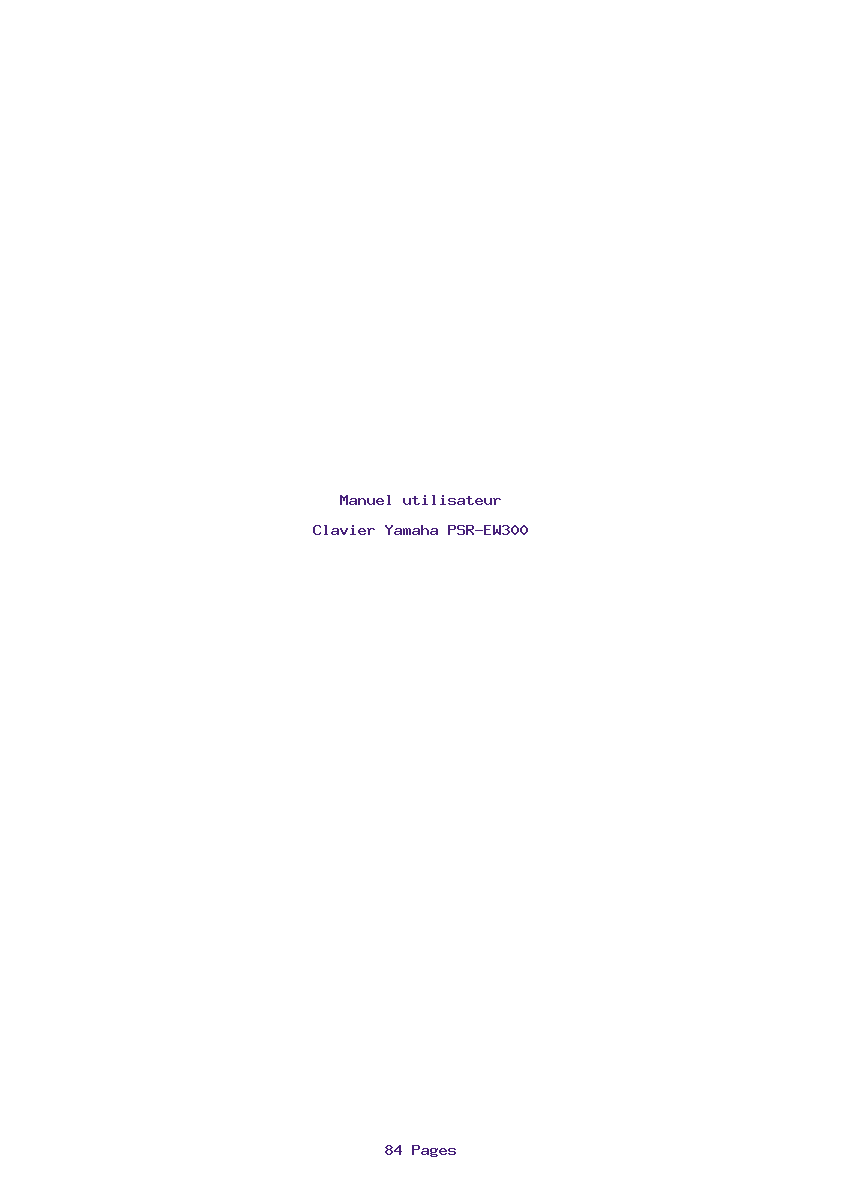 Page 1 de la notice Manuel utilisateur Yamaha PSR-EW300