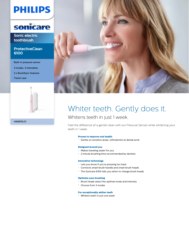 Página 1 del manual Ficha técnica Philips Sonicare ProtectiveClean 6100 HX6876