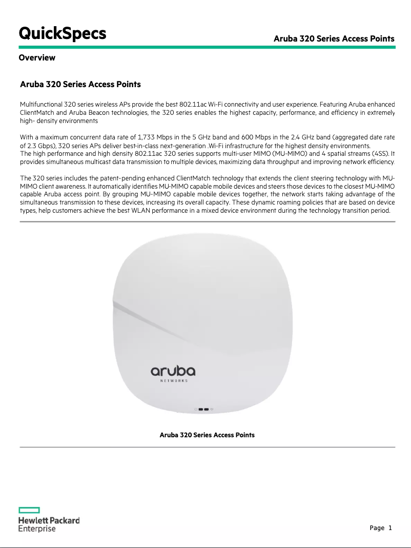 Page 1 of the manual User Manual Aruba IAP-325