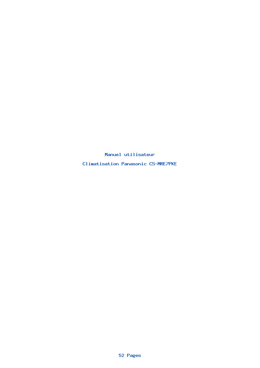 Page 1 de la notice Manuel utilisateur Panasonic CS-MRE7PKE