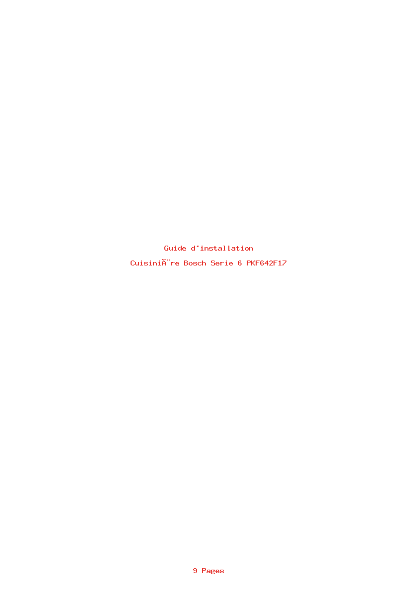 Page 1 de la notice Guide d'installation Bosch Serie 6 PKF642F17