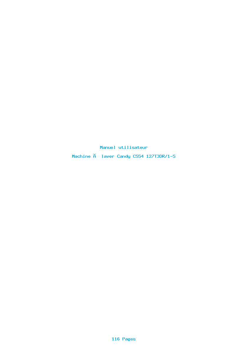 Page 1 de la notice Manuel utilisateur Candy CSS4 127T3DR/1-S