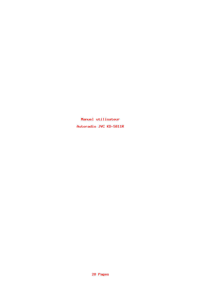 Page 1 de la notice Manuel utilisateur JVC KD-S811R