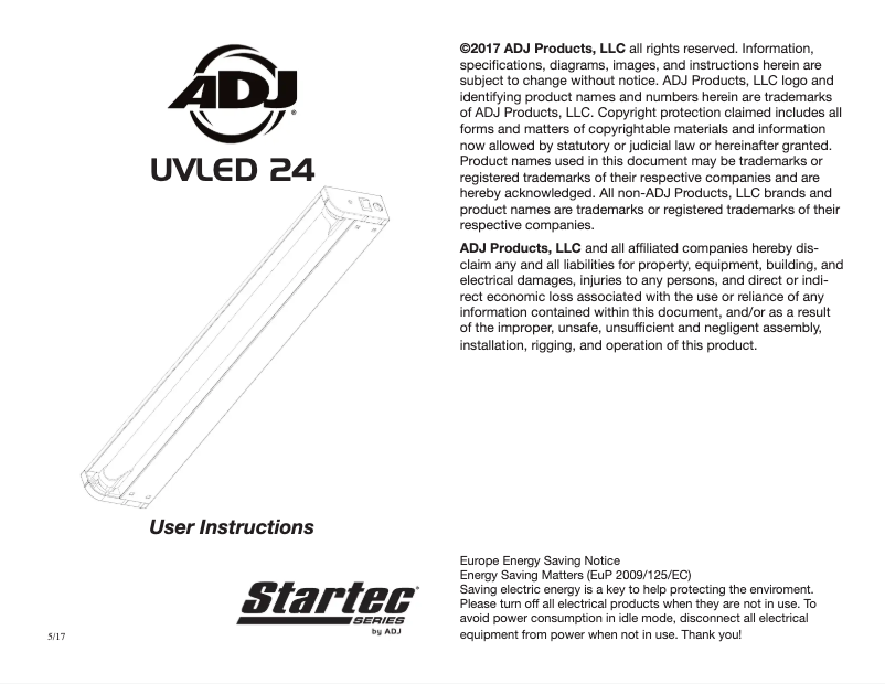 Page 1 de la notice Manuel utilisateur American DJ Startec UVLED 24