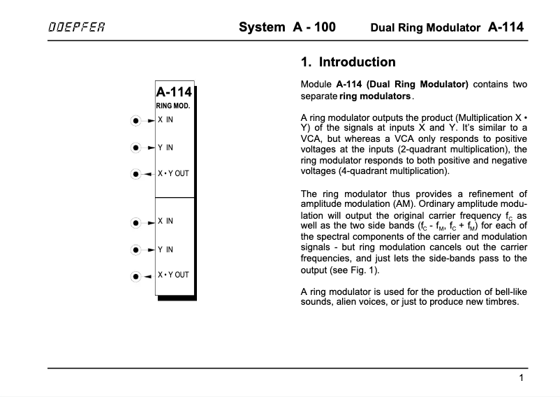 Page 1 de la notice Manuel utilisateur Doepfer A-114v