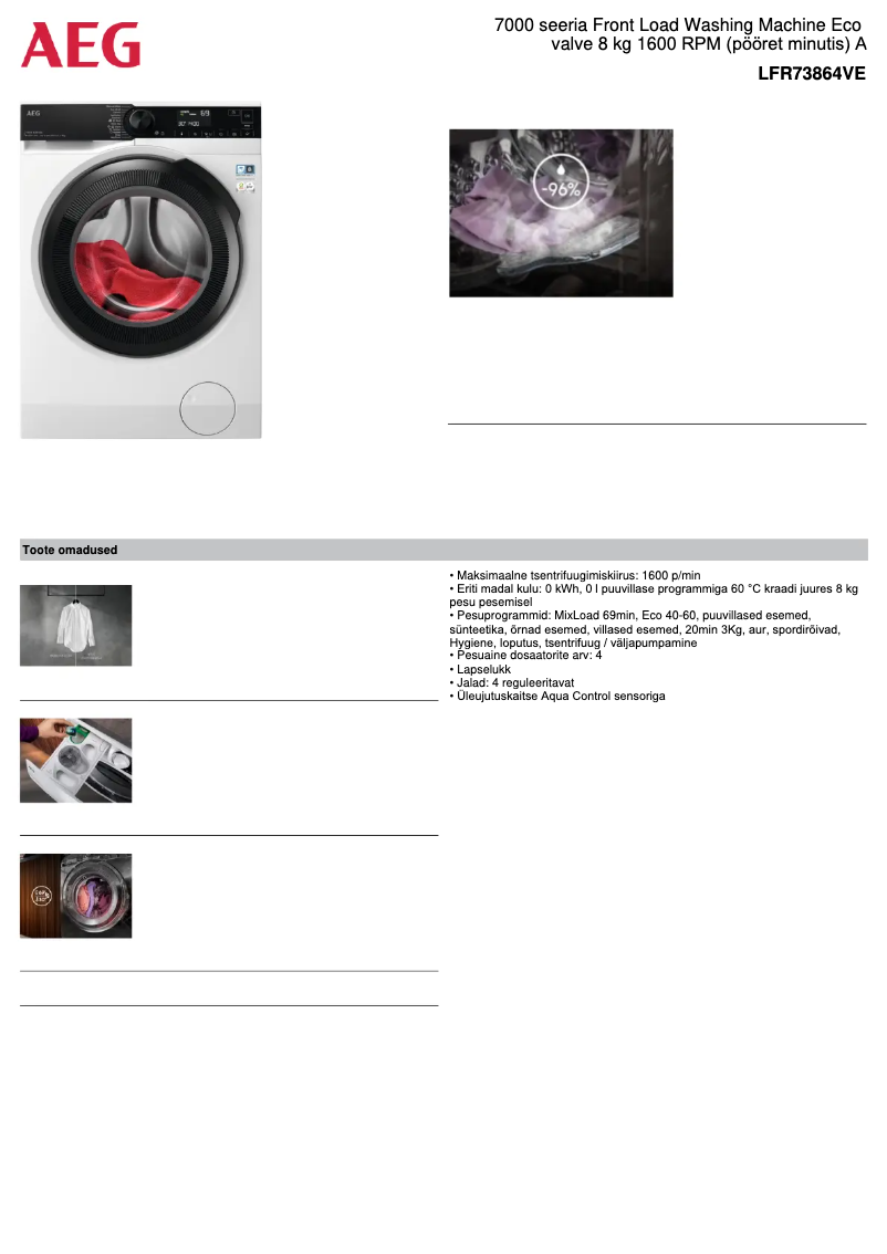 Página 1 del manual Ficha técnica AEG 7000 Series LFR73864VE