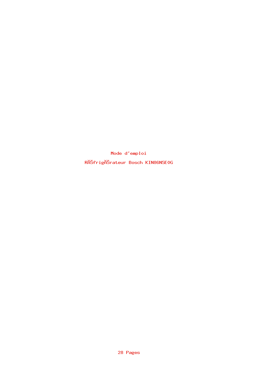 Page 1 de la notice Mode d'emploi Bosch KIN86NSE0G