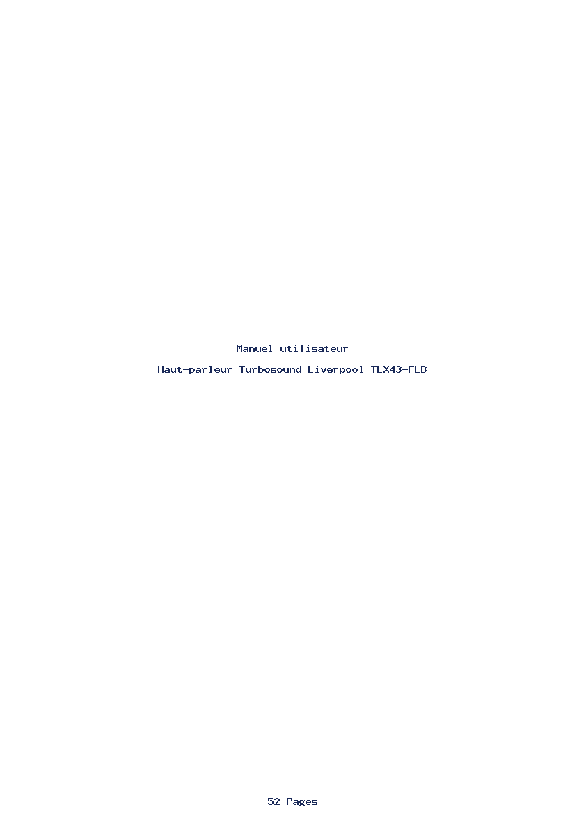 Page 1 de la notice Manuel utilisateur Turbosound Liverpool TLX43-FLB