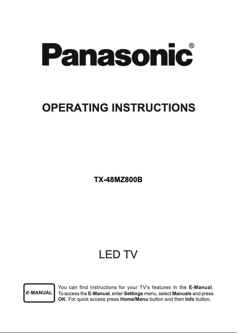 Page 1 of the manual User Manual Panasonic TX-48MZ800B