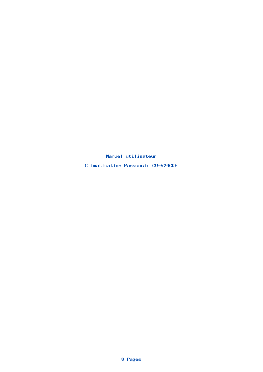 Page 1 de la notice Manuel utilisateur Panasonic CU-V24CKE