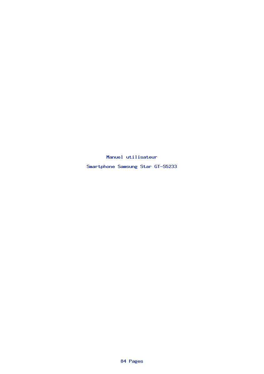 Page 1 de la notice Manuel utilisateur Samsung Star GT-S5233