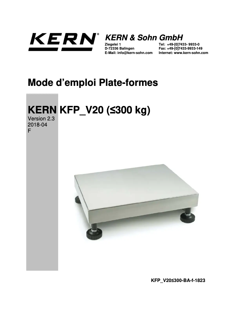 Page 1 de la notice Guide d'installation Kern IFS 10K-4