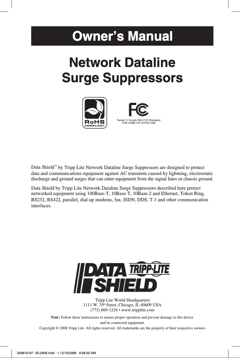 Page 1 de la notice Manuel utilisateur Tripp Lite DB9