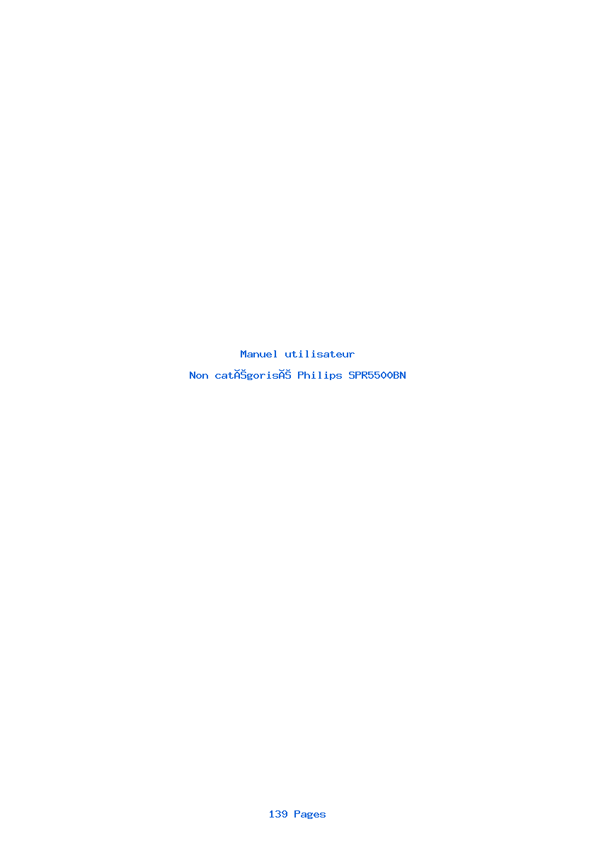 Image de la première page du manuel de l'appareil SPR5500BN