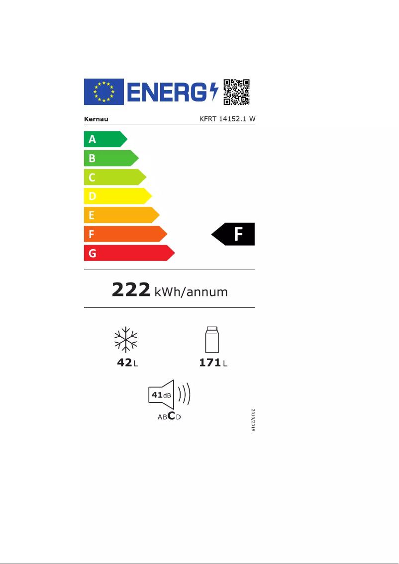 Page 1 de la notice Label énergétique Kernau KFRT 14152 W