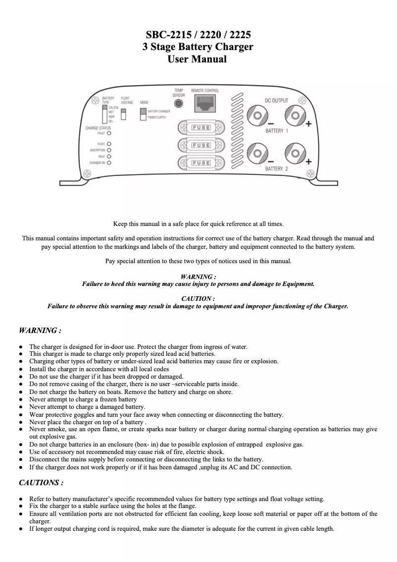 Page 1 de la notice Manuel utilisateur Manson SBC-2225