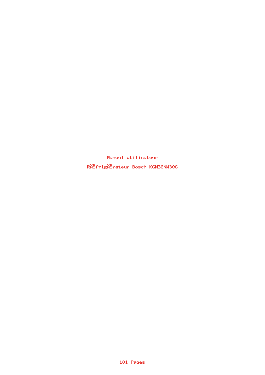 Page 1 de la notice Manuel utilisateur Bosch KGN36NW30G
